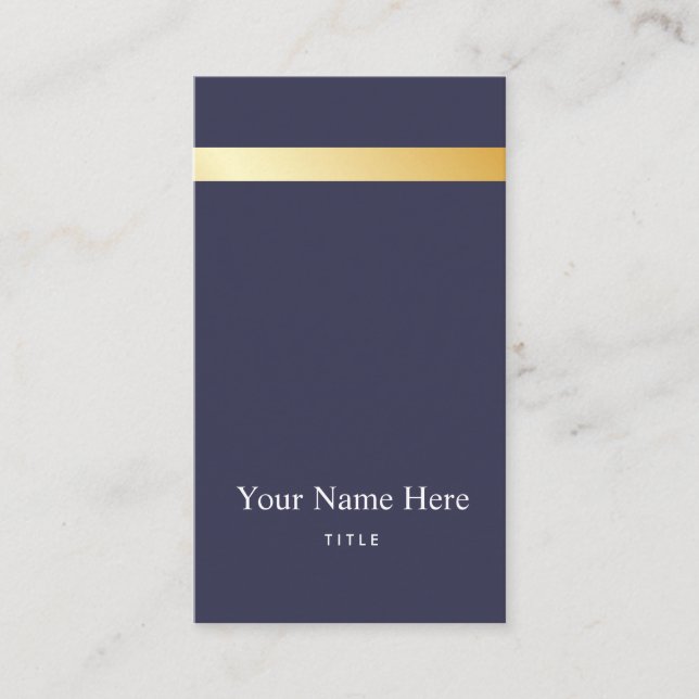 Tarjeta de visita vertical elegante rayada del oro (Anverso)