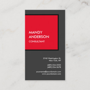 Tarjeta De Visita Vertical Gris Rojo Atractivo Minimalista Moderno
