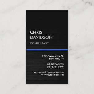 Tarjeta de visita vertical Gris Wood Blue Line
