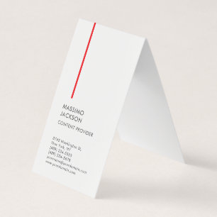 Tarjeta De Visita Vertical Liso Simple Negro Blanco Rojo Minimalista