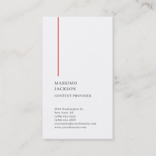 Tarjeta De Visita Vertical Liso Simple Negro Blanco Rojo Minimalista