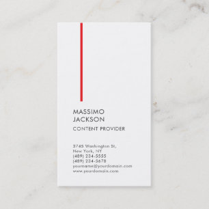 Tarjeta De Visita Vertical Liso Simple Negro Blanco Rojo Minimalista