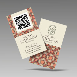 Tarjeta De Visita Vertical Mid-Century Modern Geometric QR