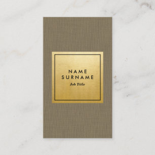 Tarjeta De Visita Vertical minimalista del oro de lino verde moderno