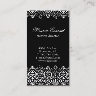 Tarjeta de visita vertical negra del art déco con