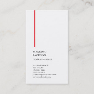 Tarjeta De Visita Vertical Negro Blanco Rojo Moderno Sencillo de Mod