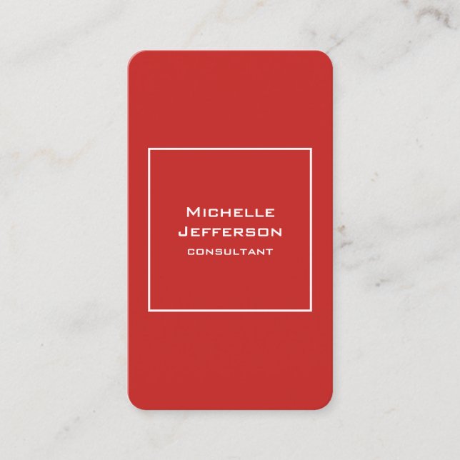 Tarjeta De Visita Vertical Red Modern Stylish Trendy Minimalist (Anverso)