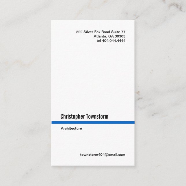 Tarjeta de visita vertical simple de Blue Line (Anverso)