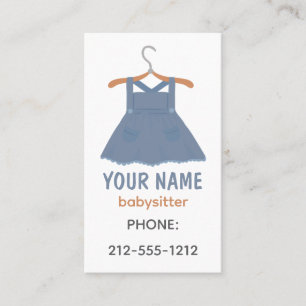 Tarjeta De Visita Vestido azul en percha boho niñera