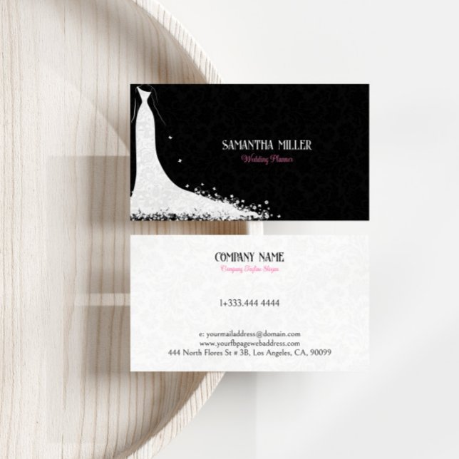 Tarjeta De Visita Vestido Boda Blanco Y Negro Personalizado (Subido por el creador)