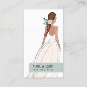 TARJETA DE VISITA VESTIDO BRIDAL DEL BODA GRIS BLANCO Y BONITO