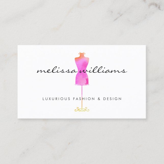 Tarjeta De Visita Vestido color de agua rosa Mannequin Fashion Bouti (Anverso)