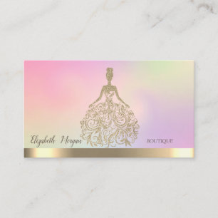 Tarjeta De Visita Vestido con brillo dorado elegante holográfico