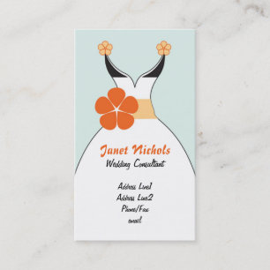 Tarjeta De Visita Vestido de boda con el naranja Flower2