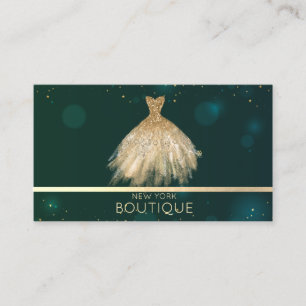 Tarjeta De Visita Vestido de Boutique con Brillo Dorado Profesional