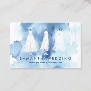 Tarjeta De Visita Vestido de novia azul acuarela ropa de novia