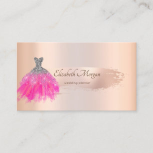 Tarjeta De Visita Vestido elegante de rosa dorado con pincelada chic