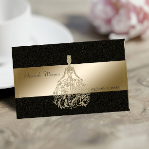 Tarjeta De Visita Vestido elegante y con estilo, negro con brillo do