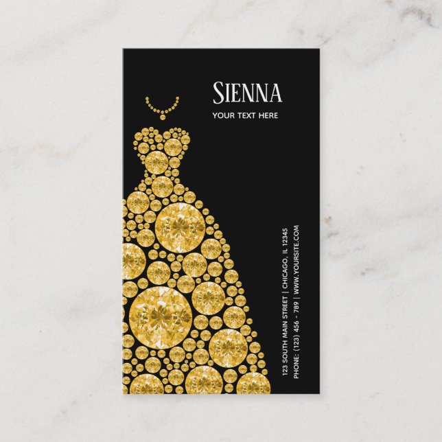 Tarjeta De Visita Vestidos con traje de vidrio Diamond Glam (Anverso)