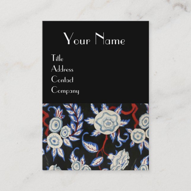 TARJETA DE VISITA VESTIDOS ELEGANTES CON FLORES BLANCOS NEGROS (Anverso)