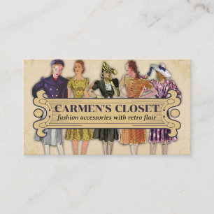 Tarjeta De Visita vestimenta de moda retro modelo falda piernas cost