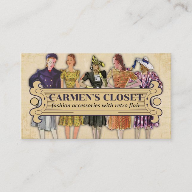 Tarjeta De Visita vestimenta de moda retro modelo falda piernas cost (Anverso)
