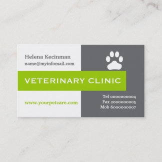 Tarjeta De Visita Vet/Clínica Veterinaria, captación de ojos verde d