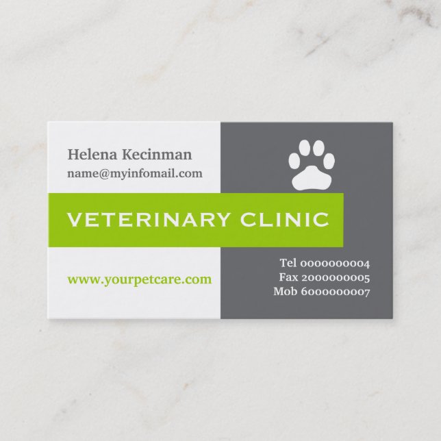 Tarjeta De Visita Vet/Clínica Veterinaria, captación de ojos verde d (Anverso)