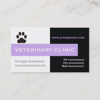 Tarjeta De Visita Vet/Clínica Veterinaria, lavanda de pata captando