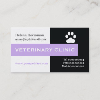Tarjeta De Visita Vet/Clínica Veterinaria, lavanda de pata captando