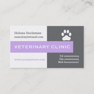 Tarjeta De Visita Vet/Clínica Veterinaria, lavanda de pata captando 