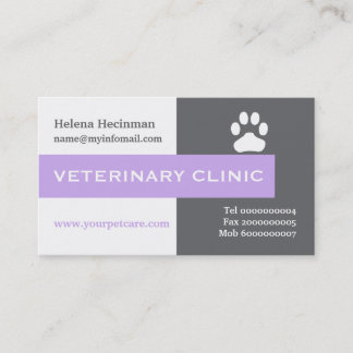 Tarjeta De Visita Vet/Clínica Veterinaria, lavanda de pata captando