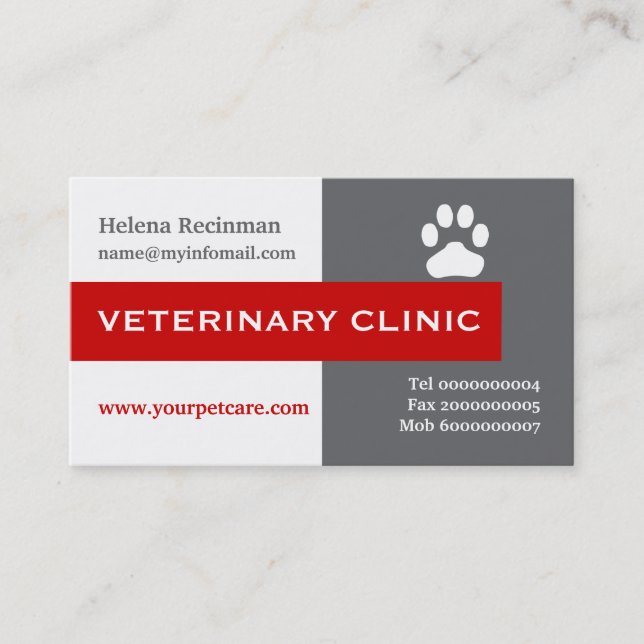 Tarjeta De Visita Vet/Clínica Veterinaria, pepino rojo llamativo (Anverso)
