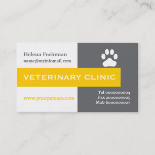 Tarjeta De Visita Vet/Clínica Veterinaria, pezuña amarilla