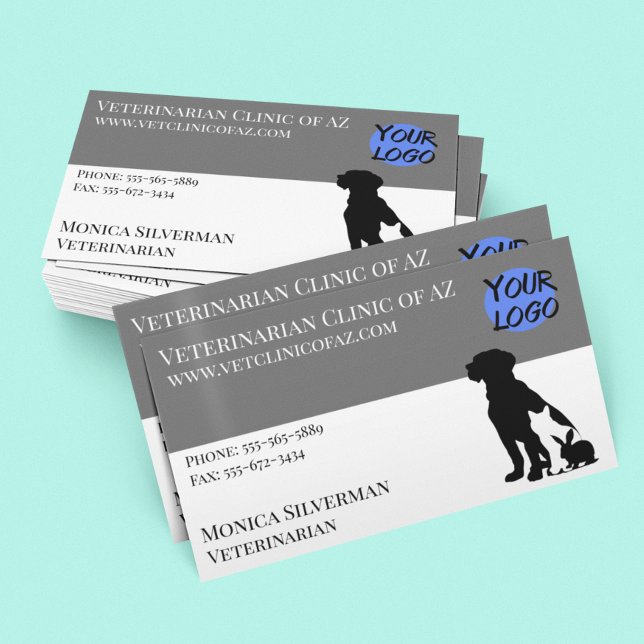 Tarjeta De Visita Vet Paw Veterinaria Black Gray Block Your Logo (Subido por el creador)
