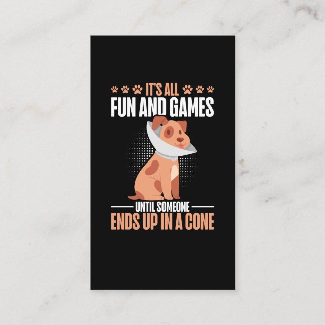 Tarjeta De Visita Vet Tech Dog Cone Humor Veterinario (Anverso)