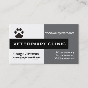 Tarjeta De Visita Vet/Veterinary Clinic, captación de ojos gris páli