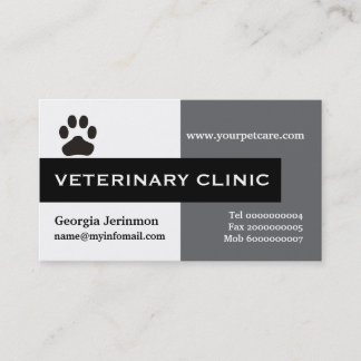 Tarjeta De Visita Vet/Veterinary Clinic, captación de ojos gris páli