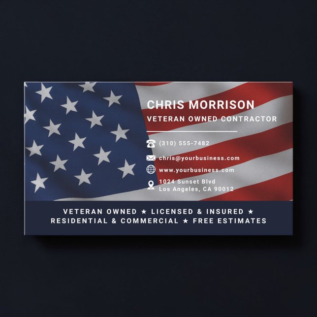Tarjeta De Visita Veteran Owned Contractor Professional (Subido por el creador)