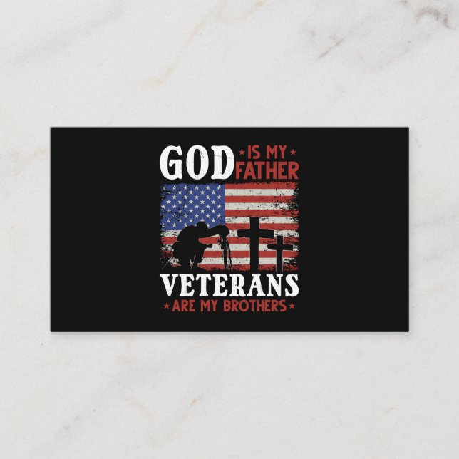 Tarjeta De Visita Veterana bandera estadounidense religiosa Orgullos (Anverso)