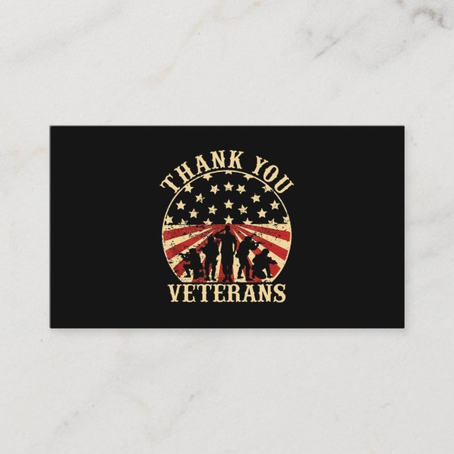 Tarjeta De Visita Veteranos del Día de la Bandera Americana Gracias (Anverso)