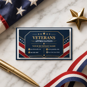 Tarjeta De Visita Veteranos Gracias Fiesta Militar Patriótica