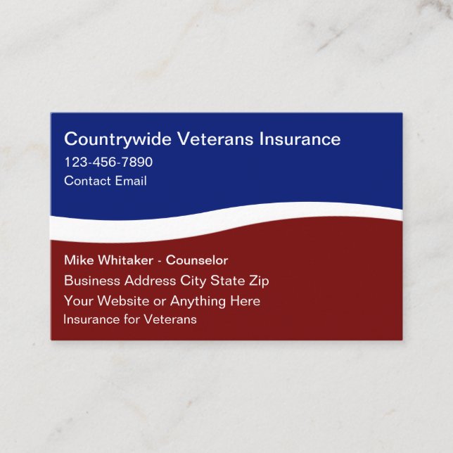 Tarjeta De Visita Veterans Insurance Services Patriotic (Anverso)