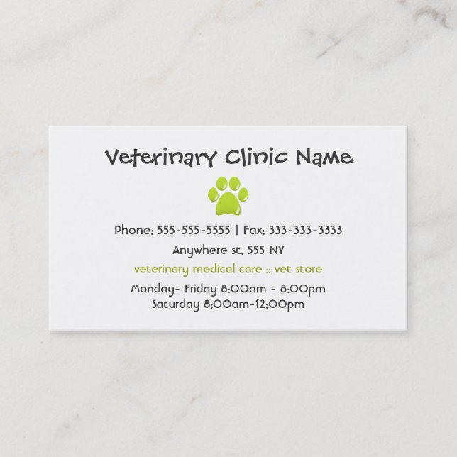 Tarjeta de visita veterinaria (Anverso)