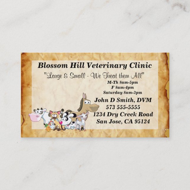 Tarjeta de visita veterinaria (Anverso)