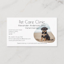 Tarjeta de visita veterinaria con foto de perro pe