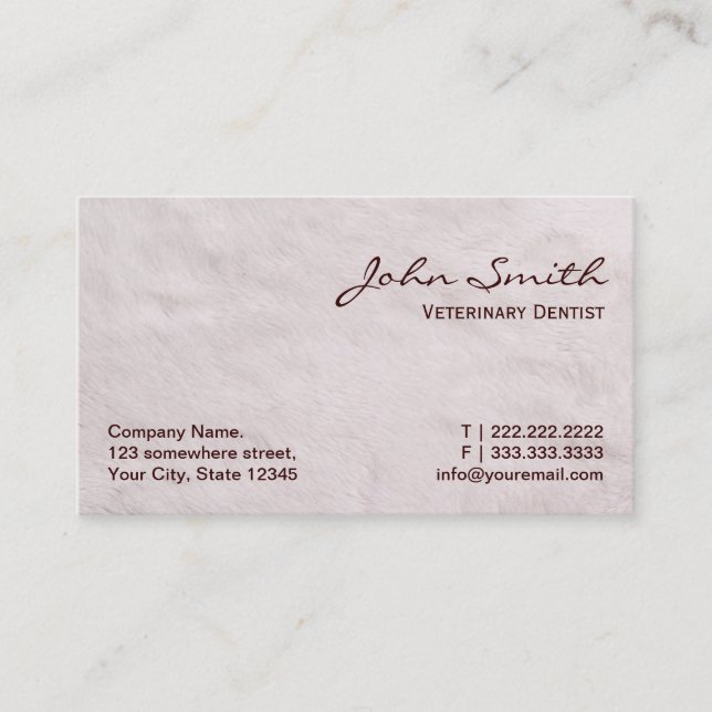 Tarjeta de visita veterinaria del dentista de la (Anverso)