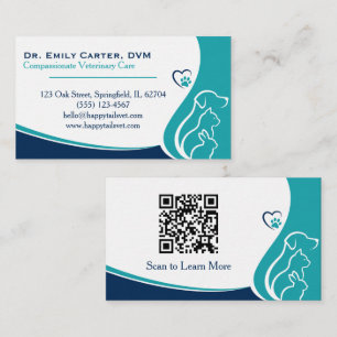 Tarjeta de visita veterinaria elegante con código