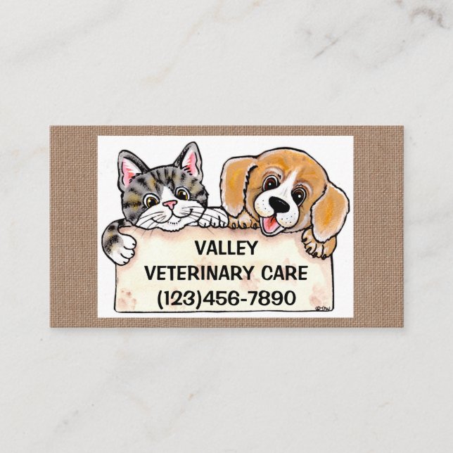 Tarjeta De Visita Veterinaria Mascota Animal Cita Perro Gato (Anverso)