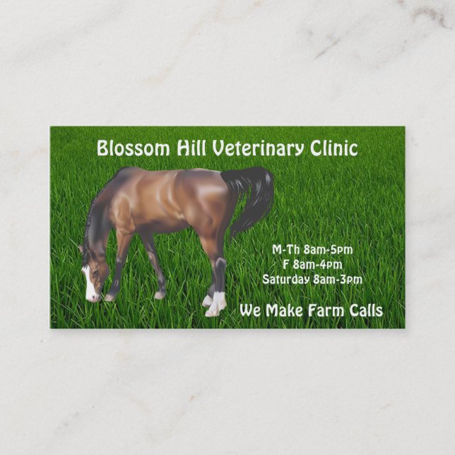 Tarjeta de visita veterinaria para caballos (Anverso)